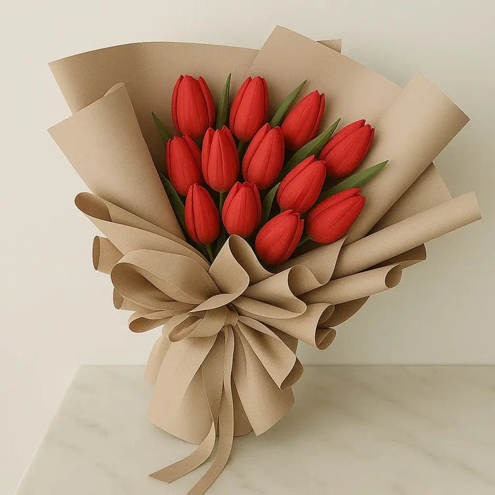 10 Red Tulips in Kraft Wrap atfleurs