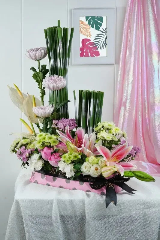 Disbud and Lilies Flower Arrangement - atfleurs