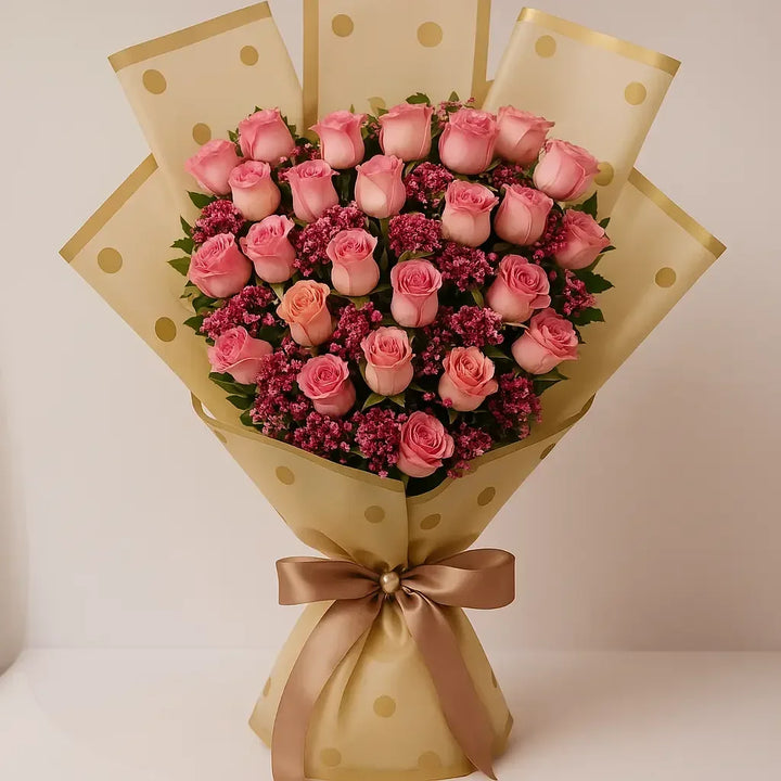 Blush Bloom Bouquet of Rose & Gypso for Every Occasion - atfleurs