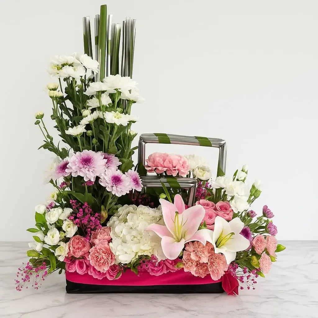 Hydrangea Lily Chrysanthemum and Carnation Box - atfleurs
