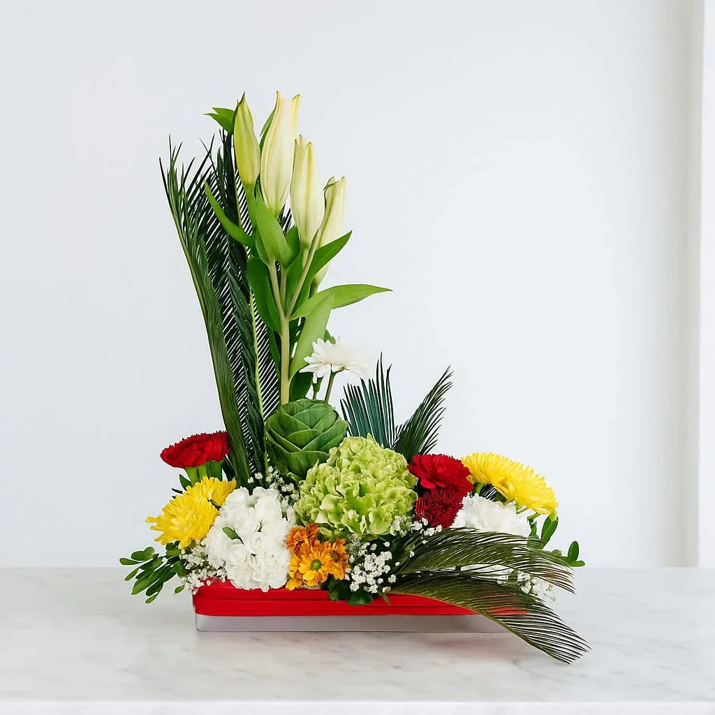 Bright Blooms Box with Lilies Carnations and Roses - atfleurs
