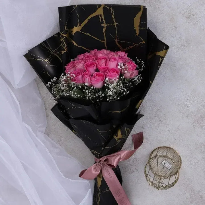Pink Rose & Gypsy Perfection Hand Bouquet - atfleurs