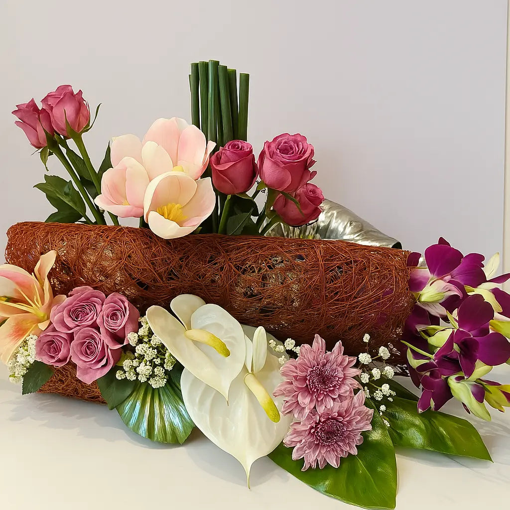 Lilies, Anthurium & Orchids Floral Arrangement atfleurs