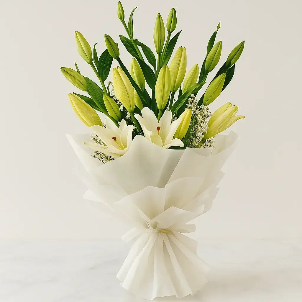 Elegant White Lilies Bouquet - atfleurs