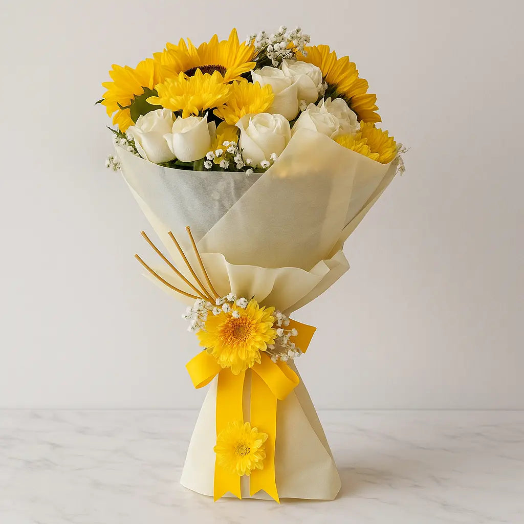 Vibrant Sunflower Rose Hand Bouquet | Same-day delivery | Atfleurs –  atfleurs, image size:1024x1024