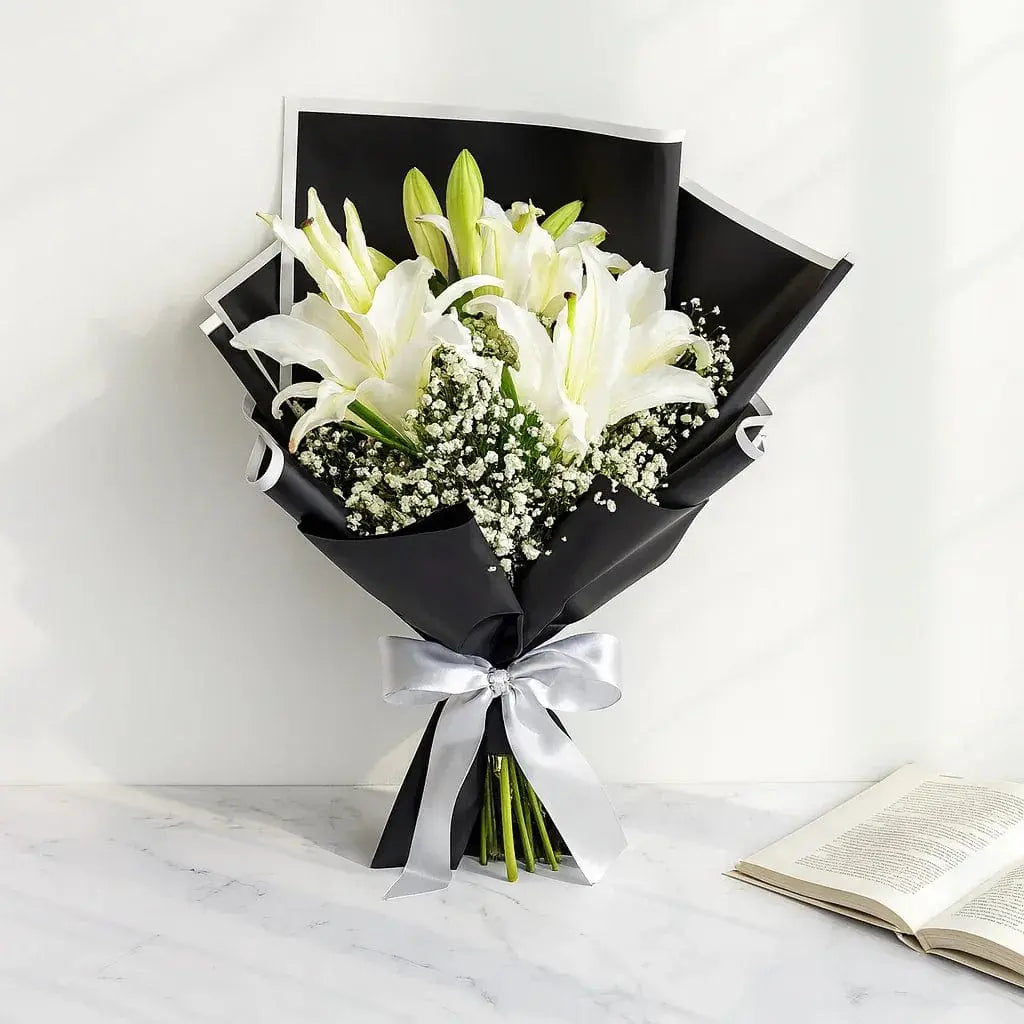 White Asiatic Lily & Gypso Bouquet atfleurs