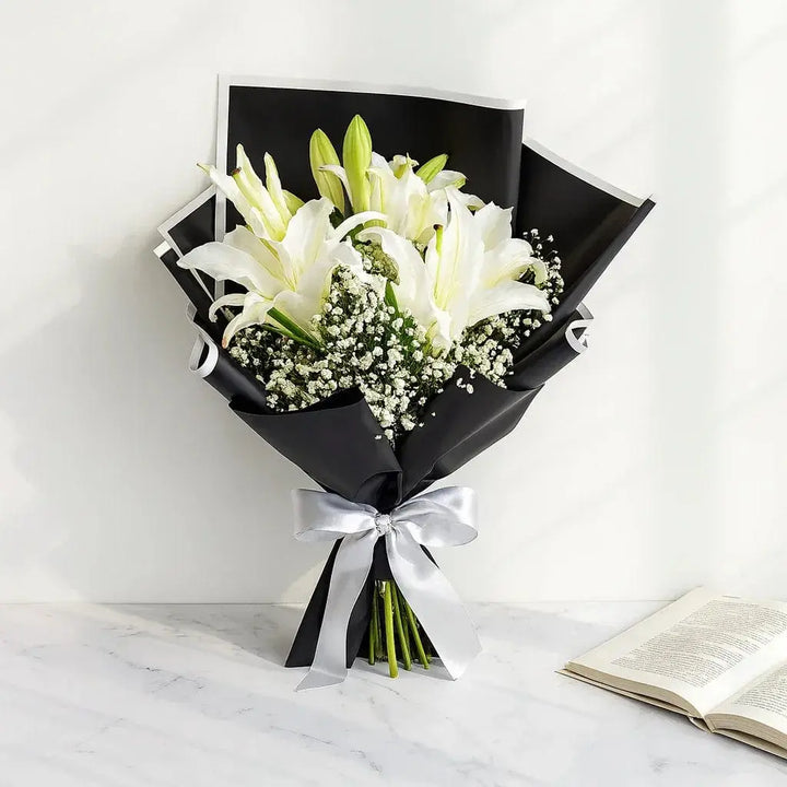 White Asiatic Lily & Gypso Bouquet atfleurs
