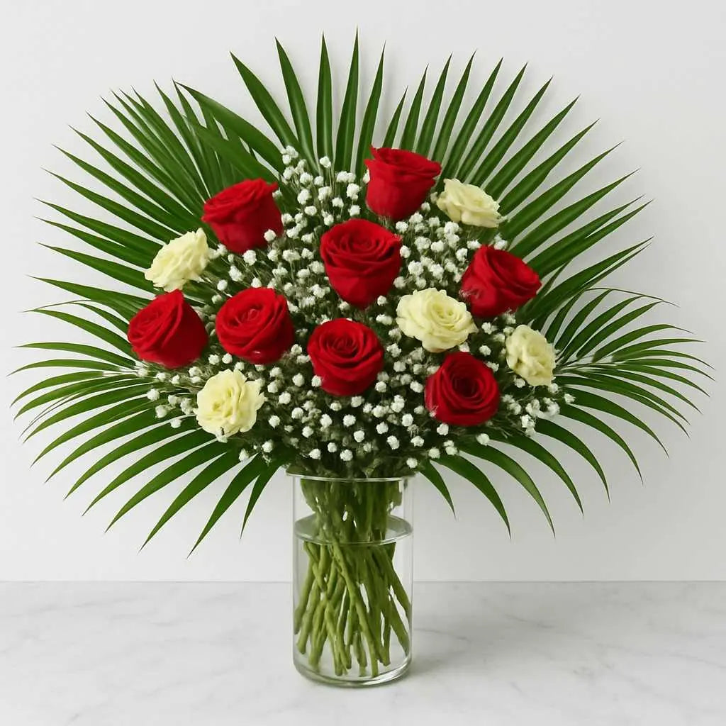 Red and Cream Rose Flower Subscription atfleurs