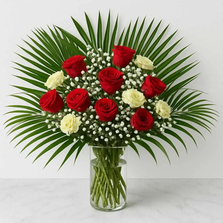 Red and Cream Rose Flower Subscription atfleurs