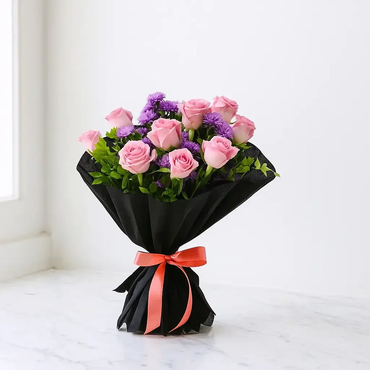 Pink Rose and Daisy Hand Bouquet - atfleurs