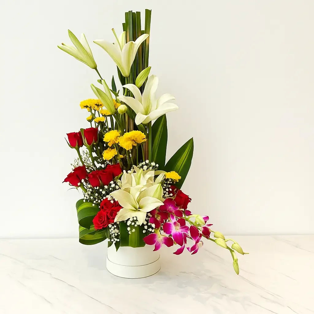 Lilies Roses Orchids and Chrysanthemums Flower Box - atfleurs