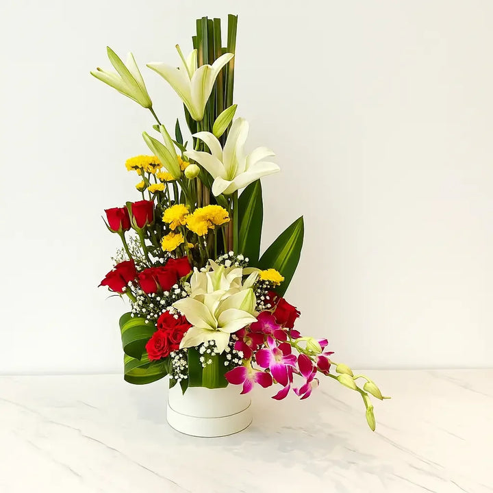 Lilies Roses Orchids and Chrysanthemums Flower Box - atfleurs