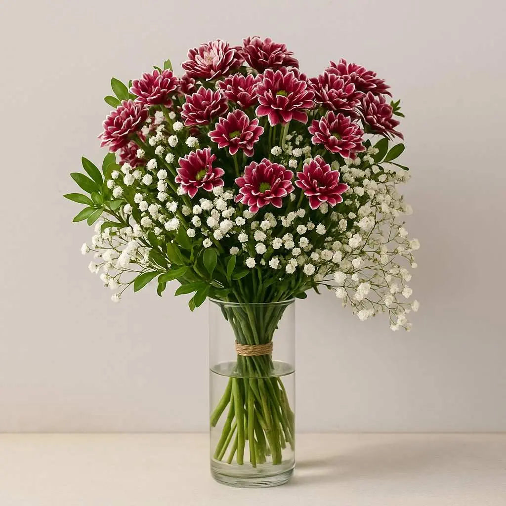 Chrysanthemum and Gypso Flower Subscription atfleurs