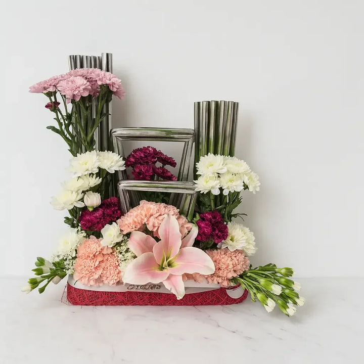 Lilies and Chrysanthemum Mix with Carnations and Gypso - atfleurs
