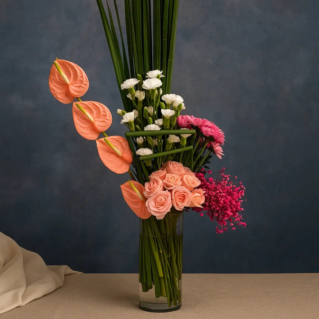 Anthurium & Mixed Blooms – Vase Flower Subscription