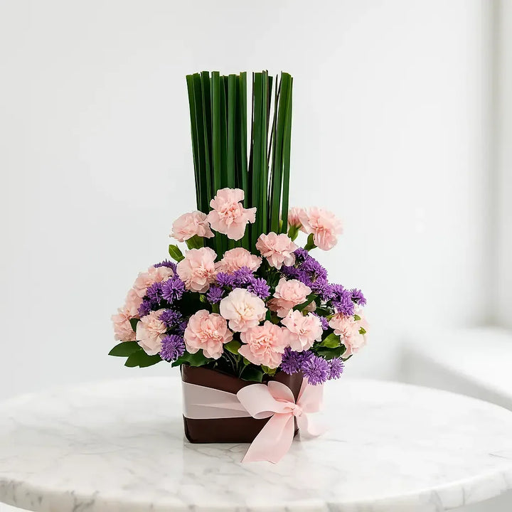 Pink Carnation and Ramban Chrysanthemum Vase - atfleurs