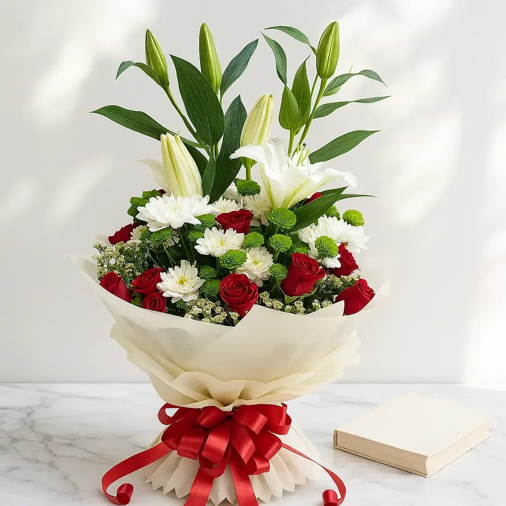 Fresh Lily Rose and Chrysanthemum Bouquet - atfleurs