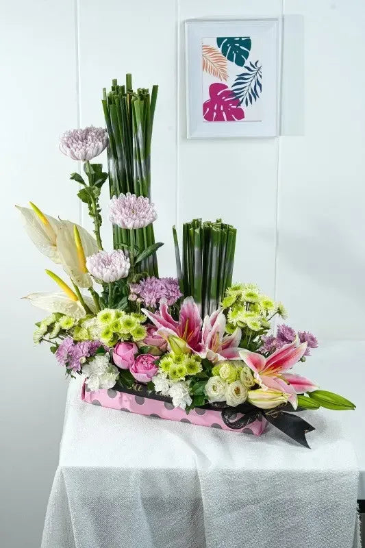 Disbud and Lilies Flower Arrangement - atfleurs