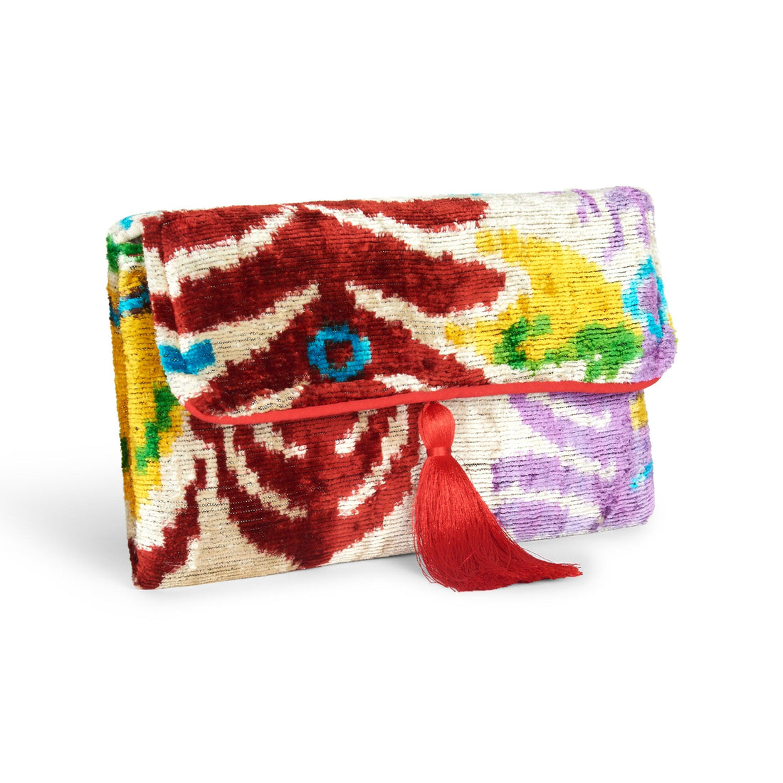 Velvet Silk Foldover Clutch Samba Red