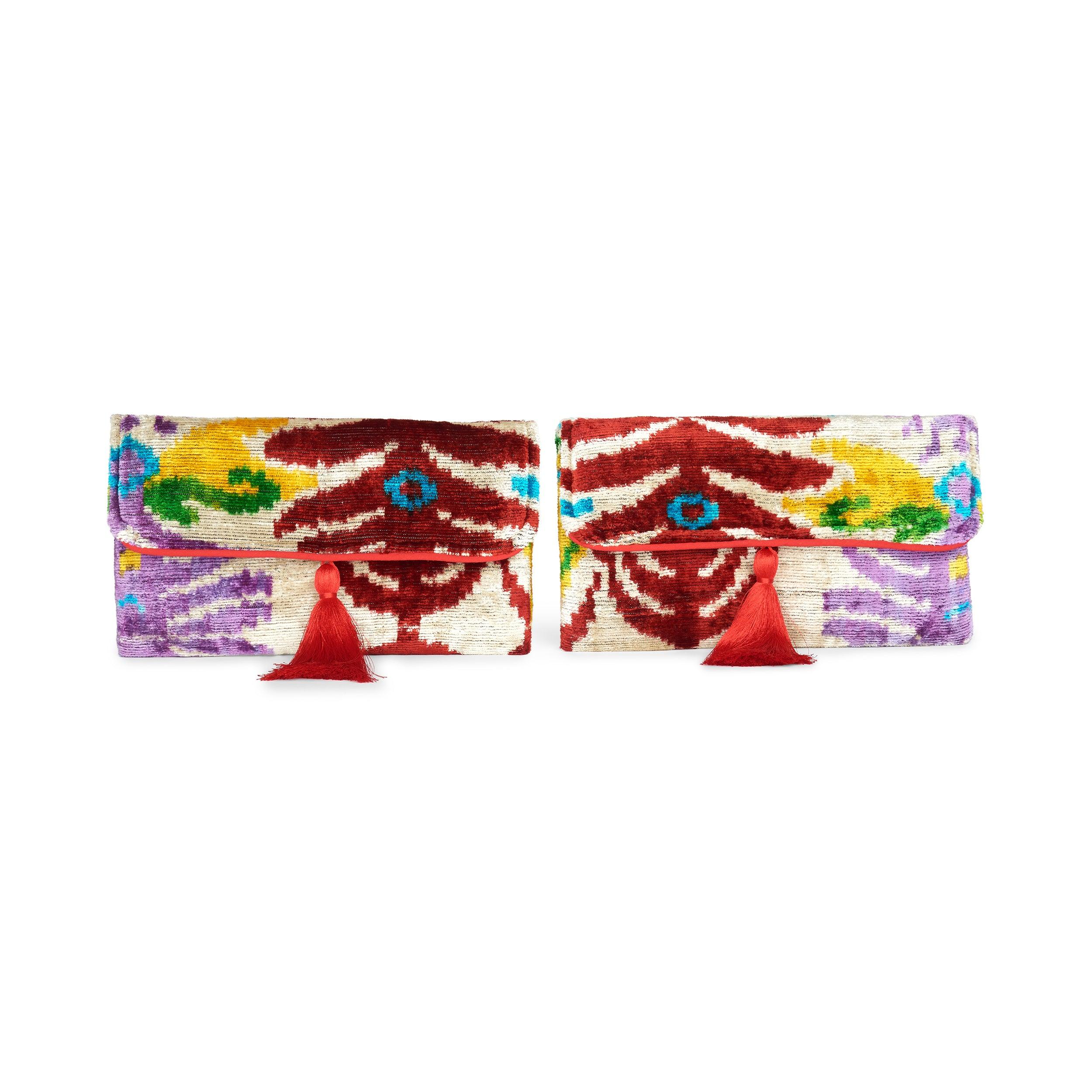 Velvet Silk Foldover Clutch Samba Red