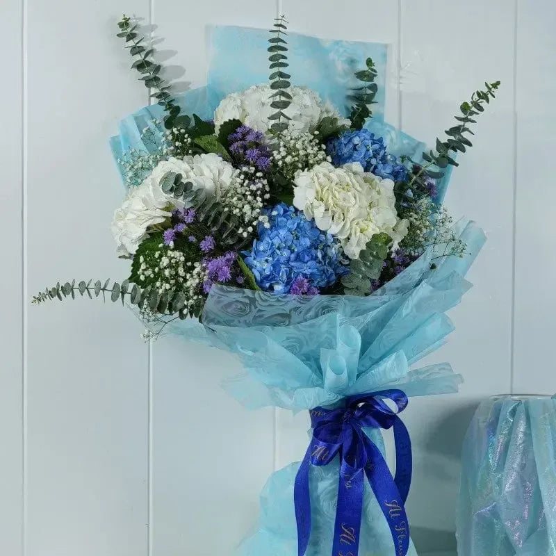 Hydrangea and Eucalyptus Fresh Bouquet - atfleurs