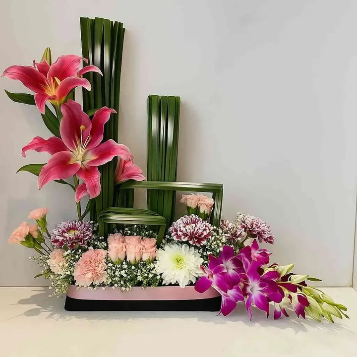 Blush Bloom Box with Lily, Carnation & Orchid - atfleurs