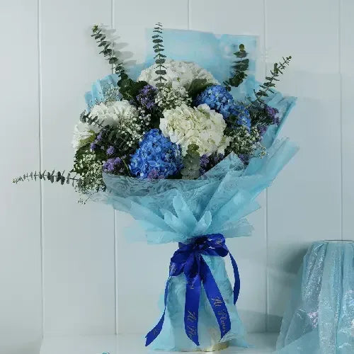 Hydrangea and Eucalyptus Fresh Bouquet - atfleurs