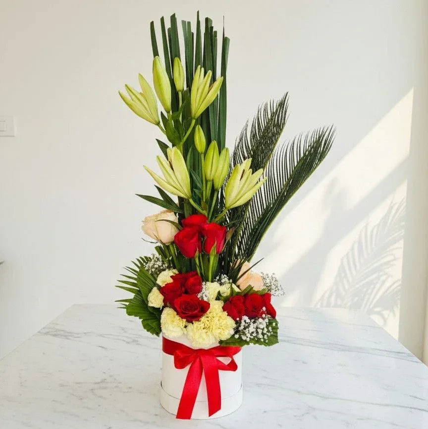 Lily and Rose Box Arrangement - atfleurs