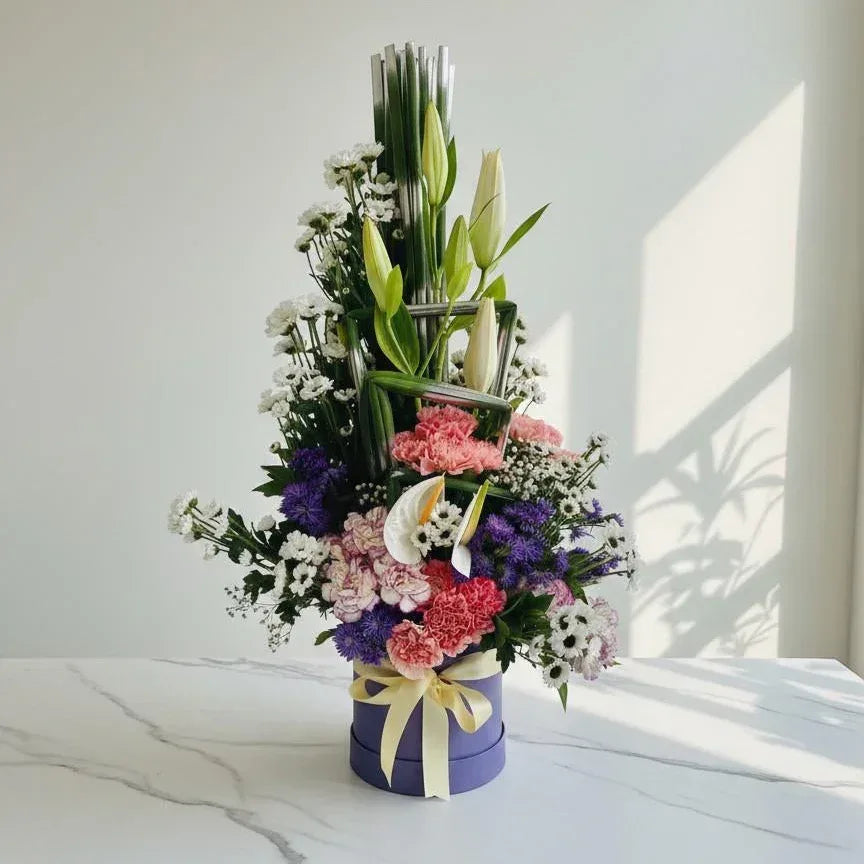 Pastel Lily and Carnation Box Arrangement - atfleurs