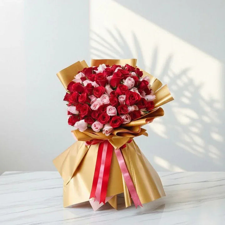 Red and Pink Rose Grand Bouquet - atfleurs
