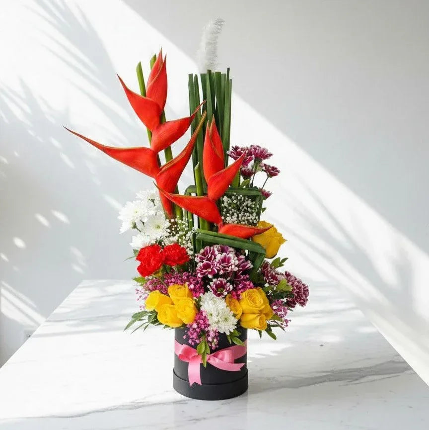 Tropical Mixed Flower Box Arrangement - atfleurs