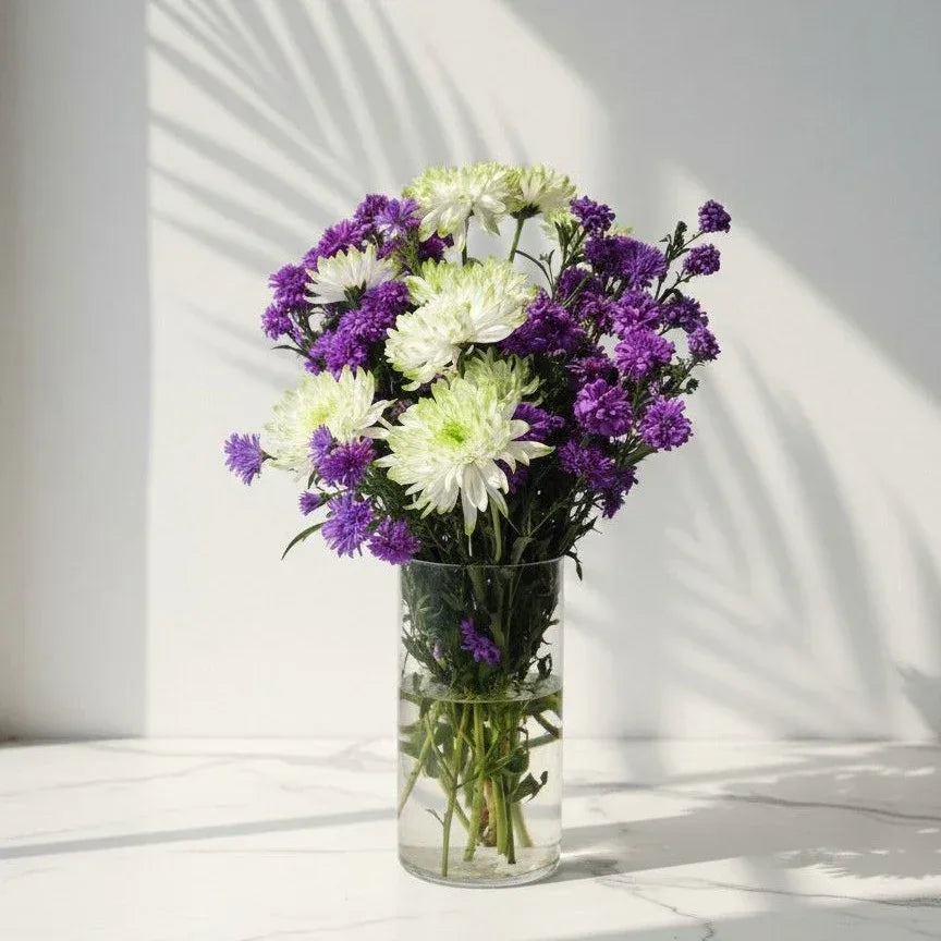 Purple and White Chrysanthemum Vase - atfleurs