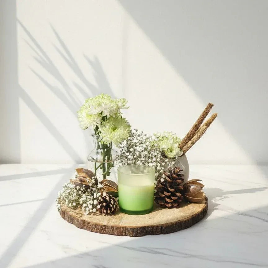 White Chrysanthemum Candle Set - atfleurs