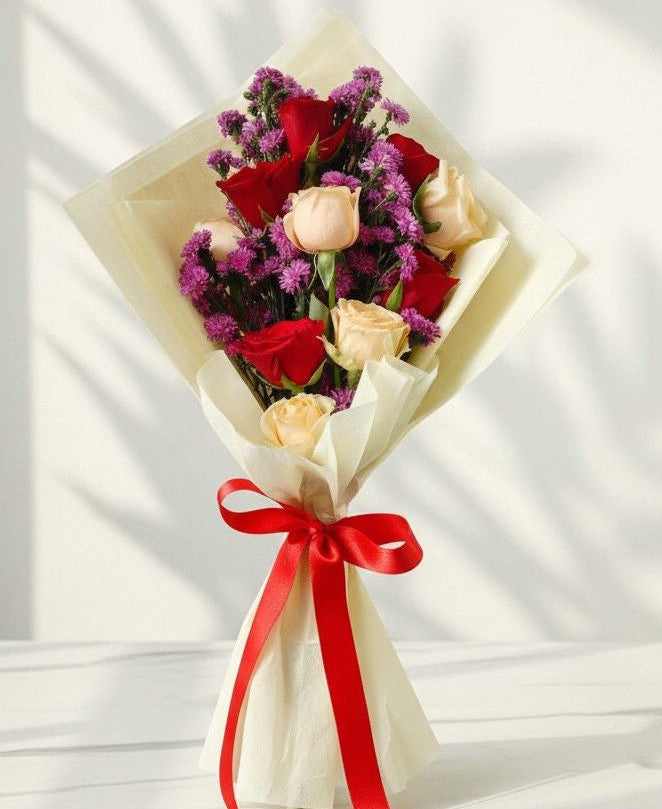 Red and Peach Rose Bouquet