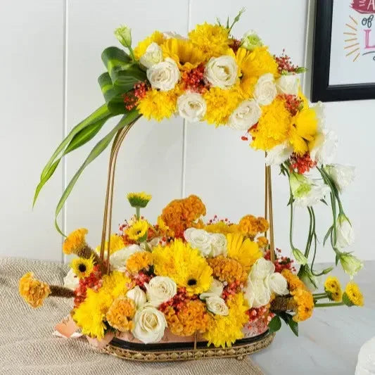 Gerbera, Chrysanthemum & Rose Arrangement - atfleurs