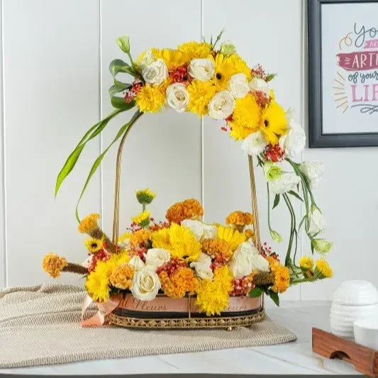 Gerbera, Chrysanthemum & Rose Arrangement - atfleurs