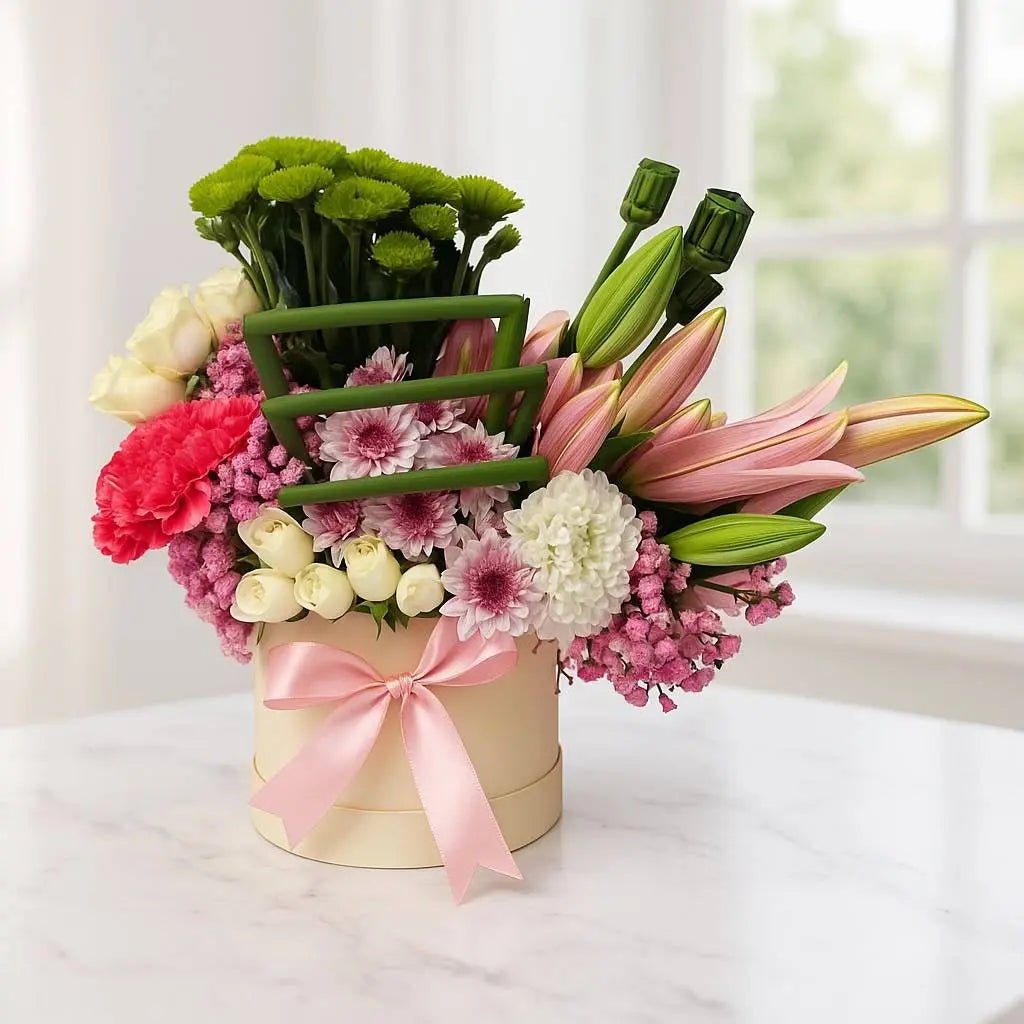 Lily and Carnation Flower Box with Roses and Chrysanthemums atfleurs