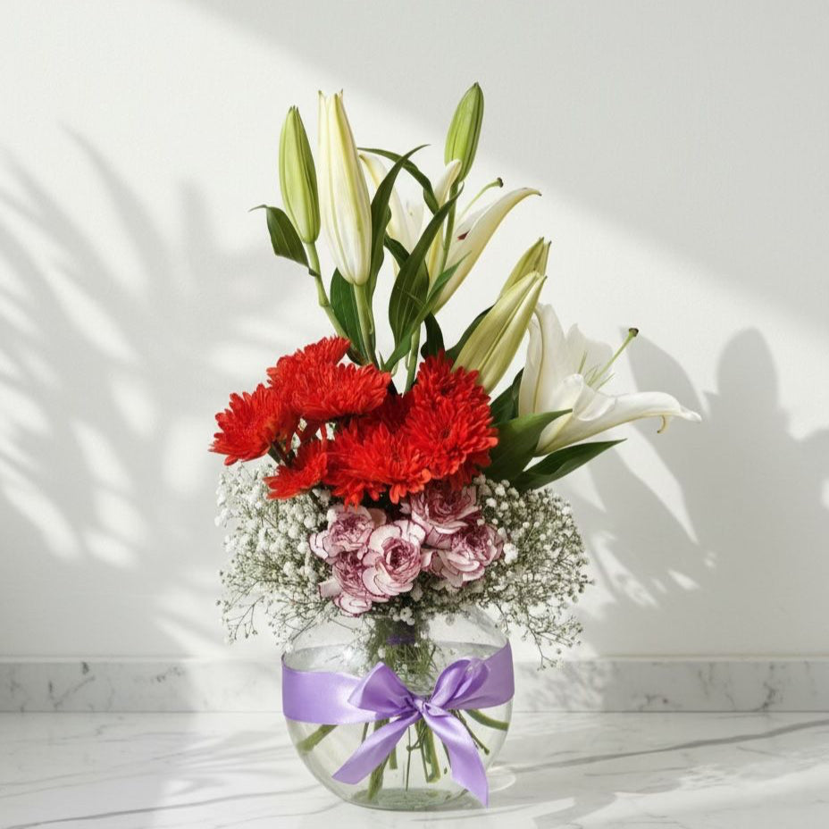 Lily Chrysanthemum Carnation Gypso Vase atfleurs