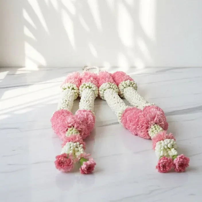 Pink and White Garland / Varmala for Bride & Groom - atfleurs