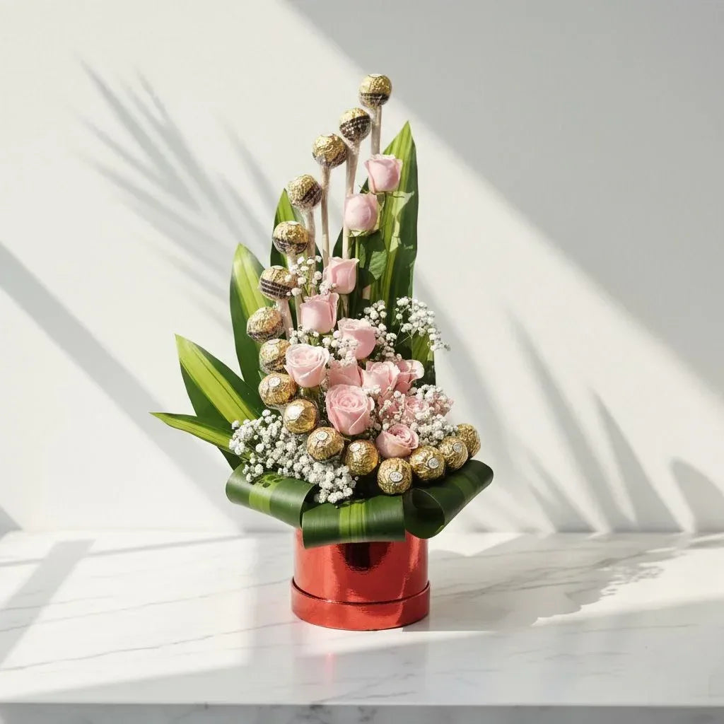 Peach Roses Bouquet with Gypsophila - atfleurs
