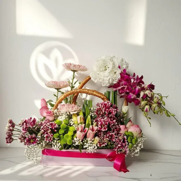 Lilies, Orchids, Carnation & Lotus Flower Arrangement - atfleurs