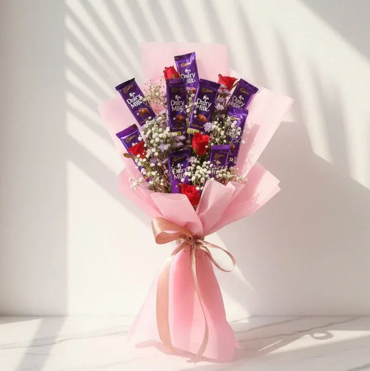 Chocolate and Rose Gift Bouquet - atfleurs