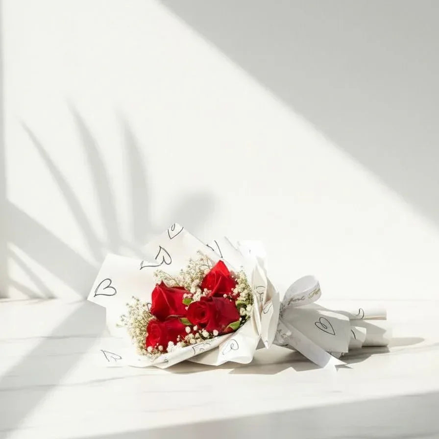 Red Rose Bouquet with Baby’s Breath - atfleurs