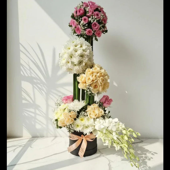 Tall Mixed Flower Tower Arrangement - atfleurs