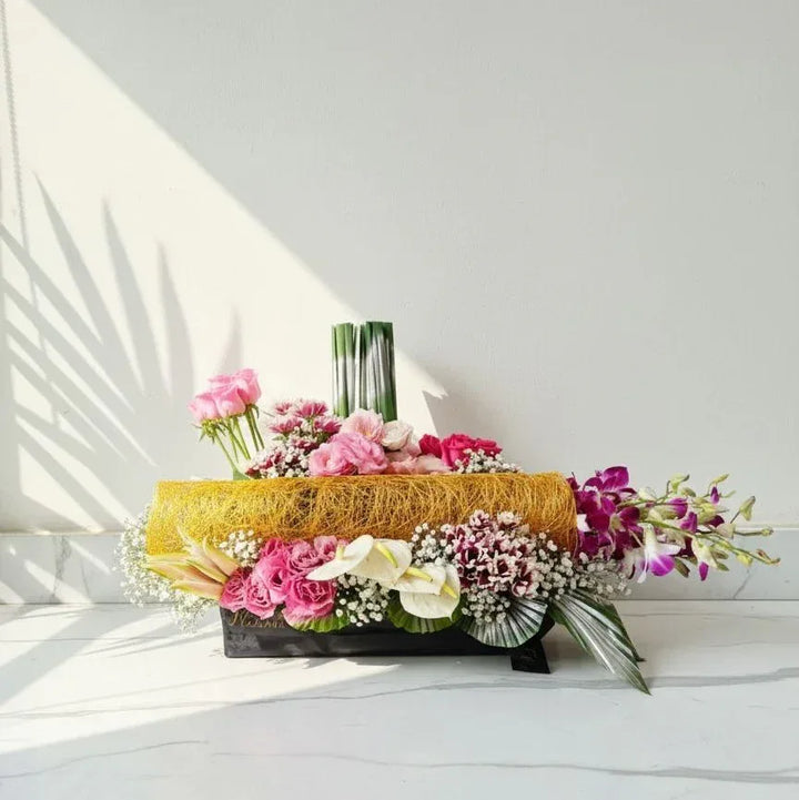 Lilies, Anthurium & Orchids Floral Arrangement - atfleurs