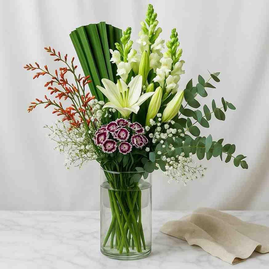 Snapdragon, Lily & Carnation Vase - atfleurs