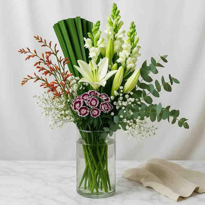 Snapdragon, Lily & Carnation Vase - atfleurs