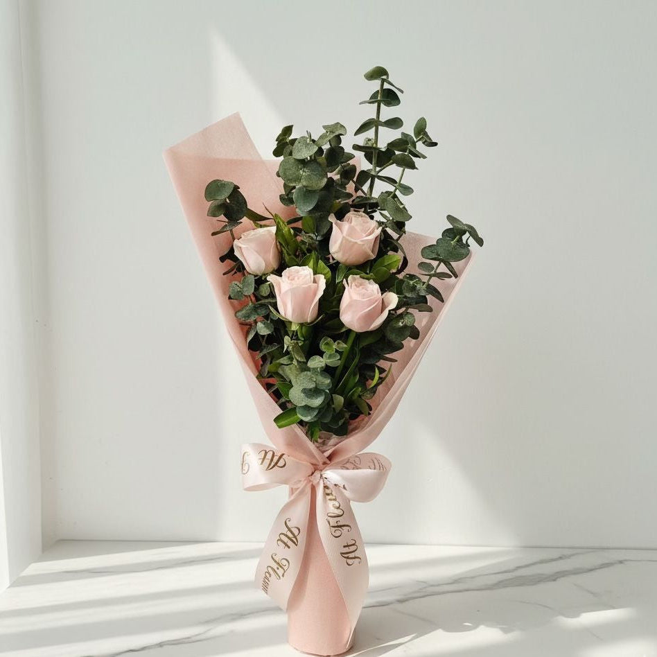 Delicate Pink Rose Hand Bouquet atfleurs