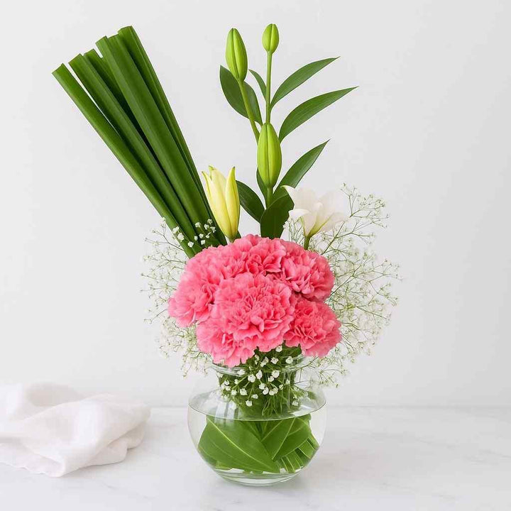 Lily Carnation Ramban Vase Arrangement - atfleurs