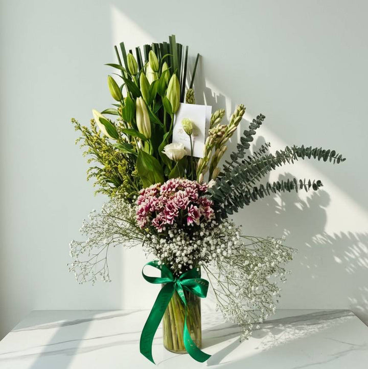 Lily Snapdragon Carnation and Gypso Vase Arrangement atfleurs